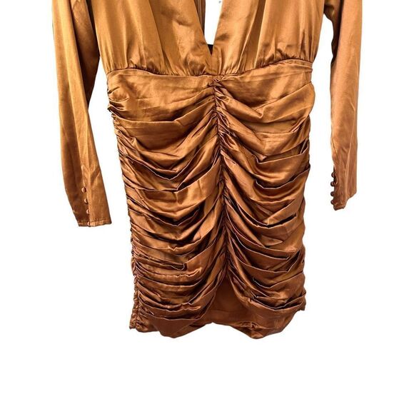 Retrofete Brea Ruched Silk-Blend Satin Mini Dress Size Large - Picture 5 of 11